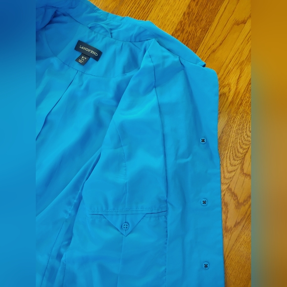 LANDS' END Sz S TALL Women's Belted Blue Trench Coat Single-Breasted Epaulets - Picture 8 of 9